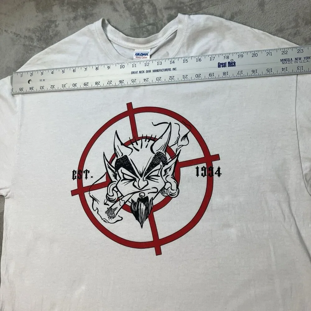 Gildan Graphic T Shirt Mens XL White God Guns Guts Biker Tattoo America Tee‎